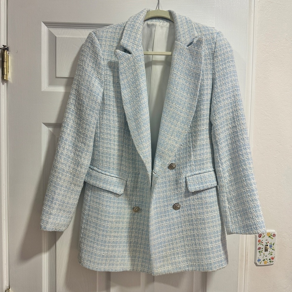 pastel tweed longline blazer